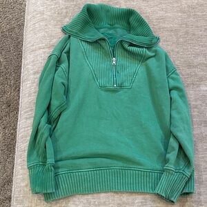 Aerie Green Zip Up Sweater
